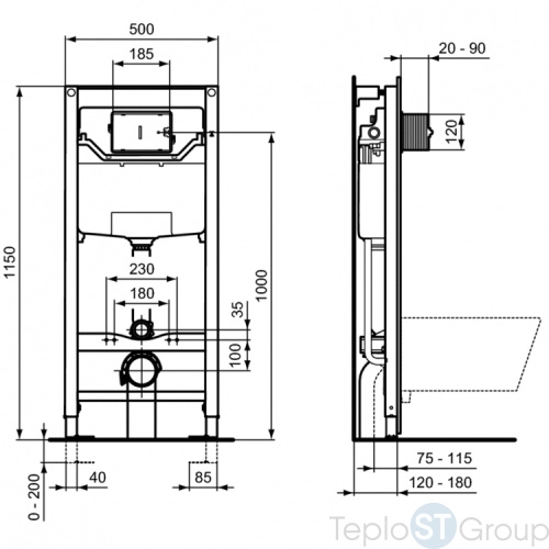 Комплект унитаза с инсталляцией Ideal Standard Tesi T3868V3 с сиденьем - купить с доставкой по России фото 4