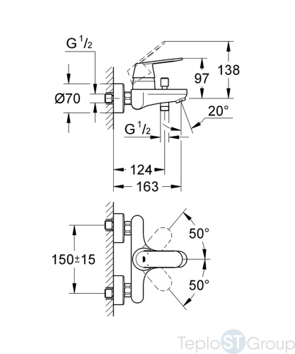 Смеситель для ванны Grohe Eurosmart Cosmopolitan 3283100A - купить с доставкой по России фото 3