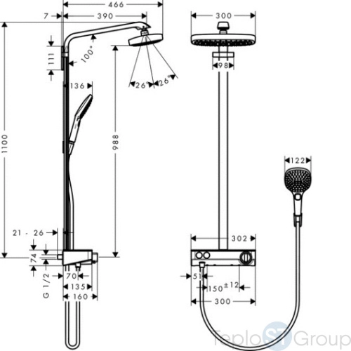 Душевая система Hansgrohe Raindance Select E 300 2jet Showerpipe 27126400 белый/хром - купить с доставкой по России фото 5