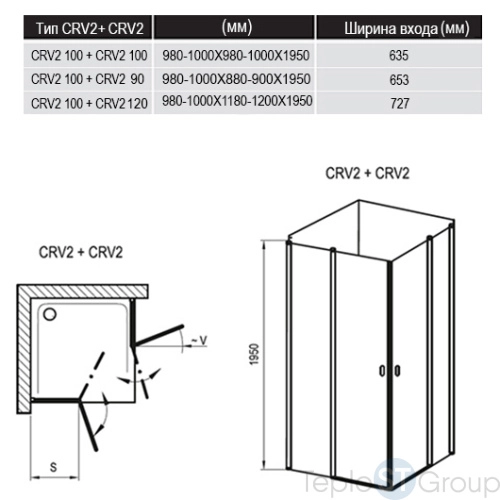 Душевая дверь для уголка Ravak Chrome CRV2-100 1QVA0C00Z1 - купить с доставкой по России фото 4