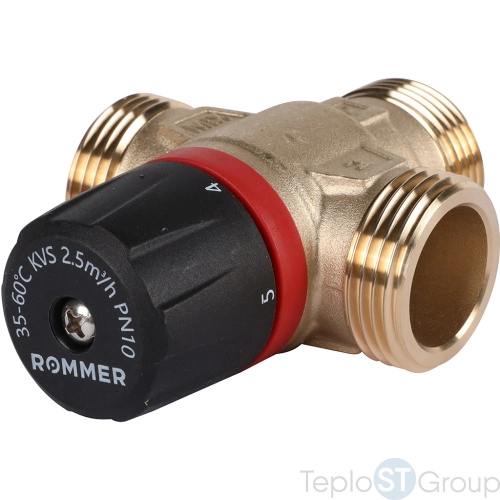 Rommer RVM-0232-256025 Термостатический смесительный клапан для систем отопления и ГВС 1  НР 35-60°С KV 2,5 (боковое смешивание) - купить оптом у дилера TeploSTGroup по всей России ✅ ☎ 8 (800) 600-96-13 фото 5