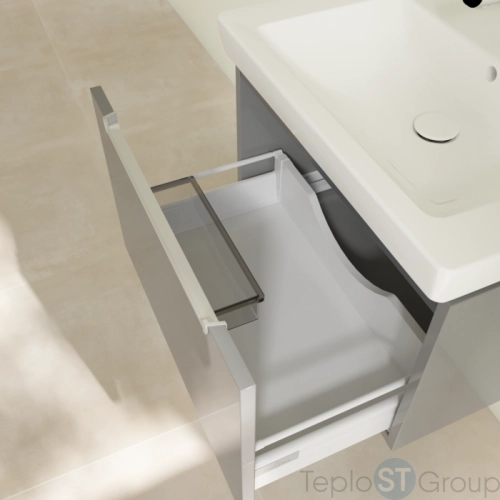 Тумба под раковину Villeroy & Boch Subway 2.0 637 x 420 x 454 mm A68800FP 1 выдвижной ящик, Glossy Grey - купить с доставкой по России фото 7