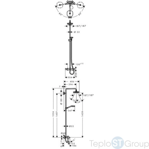 Душевая система Hansgrohe Croma Select E 180 2jet Showerpipe 27352400 белый/хром - купить с доставкой по России фото 2