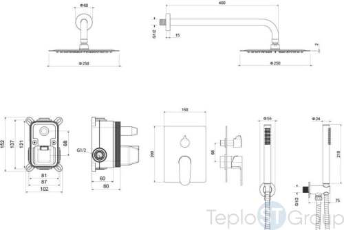 Душевая стойка Aquatek Оберон AQ1272CR хром - купить оптом у дилера TeploSTGroup по всей России ✅ ☎ 8 (800) 600-96-13 фото 3