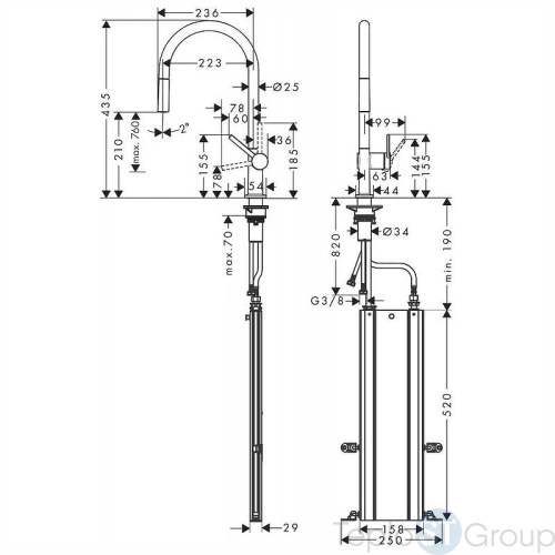 Смеситель для кухни Hansgrohe Talis M54 72801670 - купить с доставкой по России фото 3