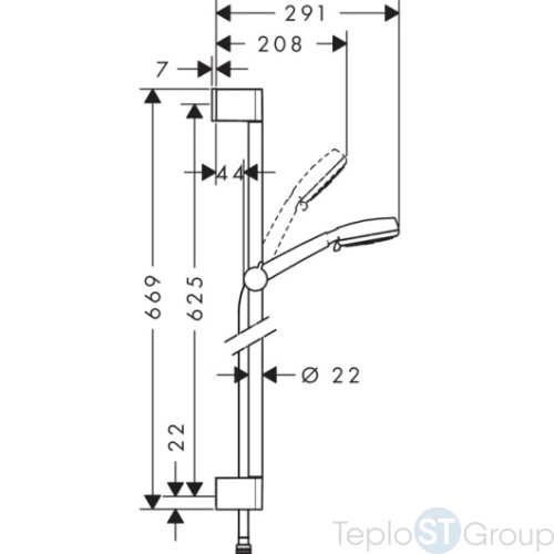 Душевой гарнитур Hansgrohe Crometta 100 Multi 26650400 со штангой 65 см, белый/хром - купить с доставкой по России фото 2