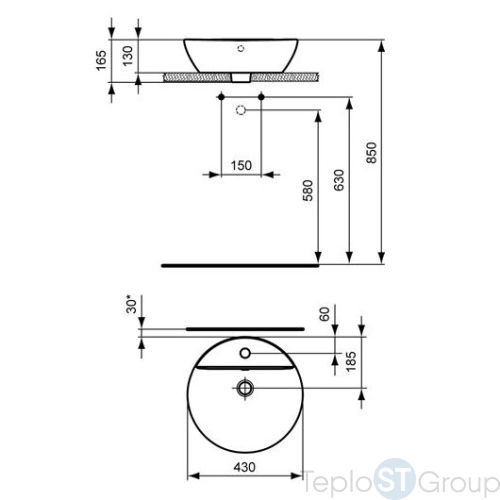 Умывальник-чаша Ideal Standard Connect Sphere d=43см E804001 - купить с доставкой по России фото 3