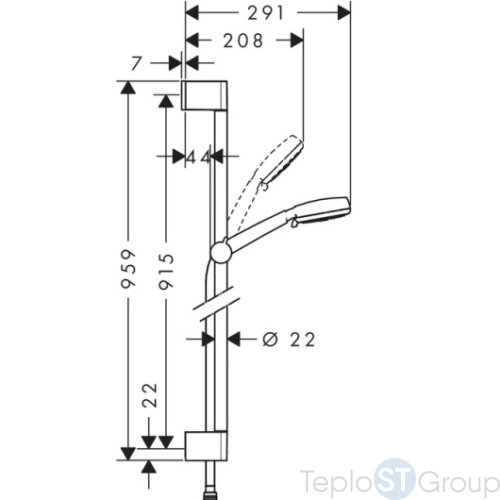 Душевой набор Hansgrohe Crometta 100 26656400, Multi со штангой 90 см, белый/хром - купить с доставкой по России фото 4