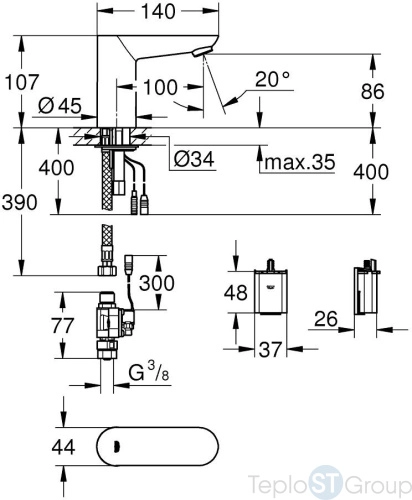 Смеситель для раковины Grohe Euroeco Cosmopolitan E 36271000 - купить с доставкой по России фото 3