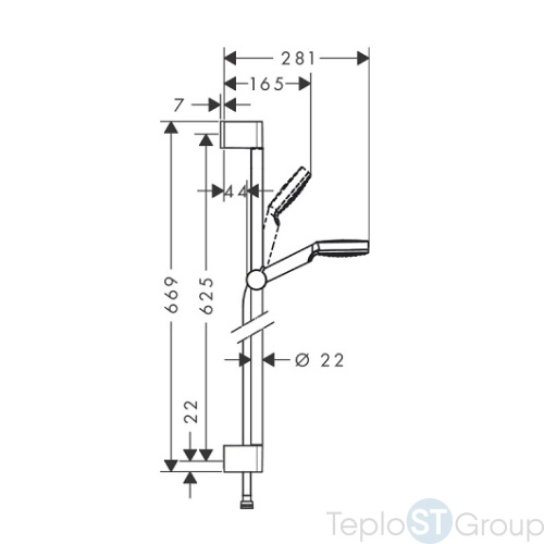 Душевой гарнитур Hansgrohe Crometta 1jet 650 26533400 со штангой 65 см, белый/хром - купить оптом у дилера TeploSTGroup по всей России ✅ ☎ 8 (800) 600-96-13 фото 5