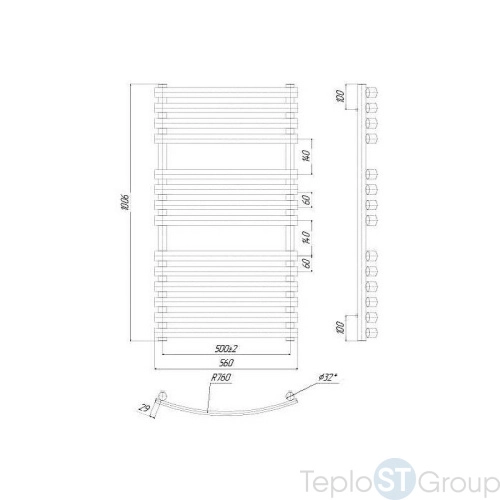 Полотенцесушитель водяной Ravak Elegance 56x100 X04000083676 хром - купить с доставкой по России фото 3