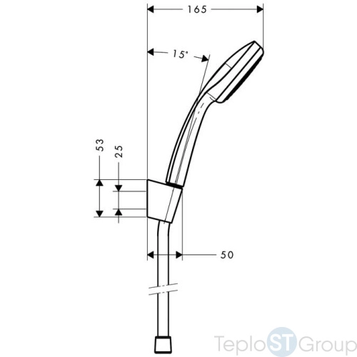 Душевой набор Hansgrohe Croma 100 27575000, Mono с держателем и шлангом 160 см, хром - купить с доставкой по России фото 2