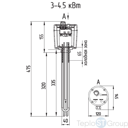 ТЭНБ ZOTA - 3 кВт 1 1/2" с термостатом - купить с доставкой по России фото 2
