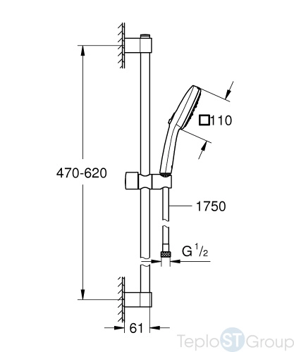 Душевой гарнитур Grohe Tempesta Cube 27786003 хром - купить оптом у дилера TeploSTGroup по всей России ✅ ☎ 8 (800) 600-96-13 фото 3