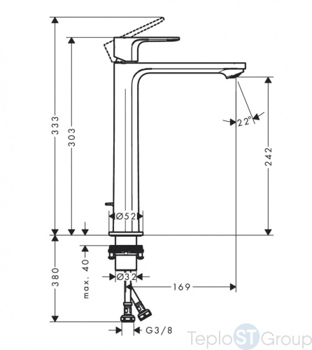 Смеситель для раковины Hansgrohe Rebris E 72581000 - купить с доставкой по России фото 3