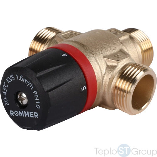 Rommer RVM-0121-164320 Термостатический смесительный клапан для систем отопления и ГВС 3/4  НР 20-43°С KV 1,6 (боковое смешивание) - купить оптом с доставкой по России фото 5