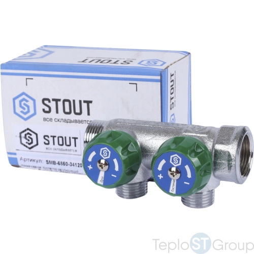 Stout SMB-6850-341202 коллектор регулирующий 3/4 , 2 отвода 1/2 - купить с доставкой по России фото 3