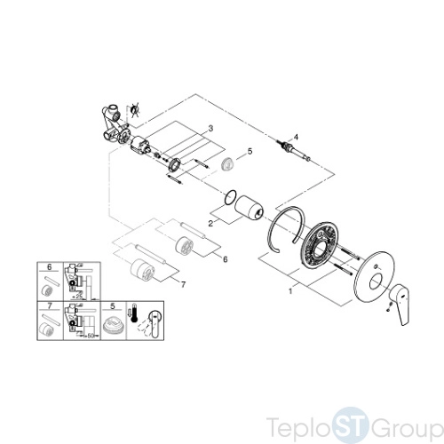 Смеситель для ванны Grohe BauEdge 29079001 внешняя и встраиваемая части, хром - купить оптом у дилера TeploSTGroup по всей России ✅ ☎ 8 (800) 600-96-13 фото 4