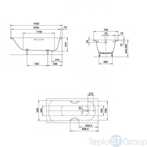 Стальная ванна Kaldewei Saniform Plus 170x70 anti-sleap easy-clean mod. 363-1 111830003001 - купить с доставкой по России фото 3