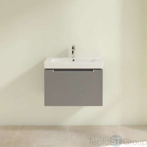 Тумба под раковину Villeroy & Boch Subway 2.0 637 x 420 x 454 mm A68800FP 1 выдвижной ящик, Glossy Grey - купить с доставкой по России фото 5