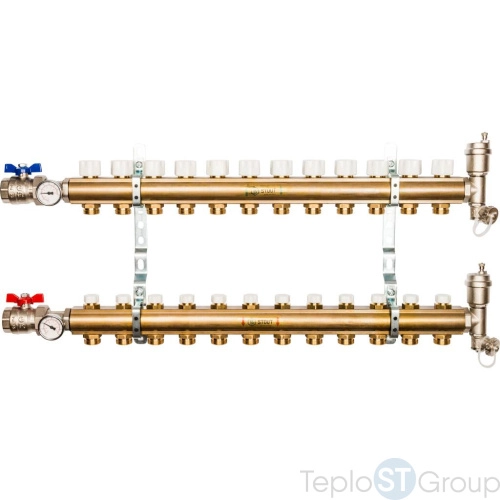 Stout Распределительный коллектор из латуни без расходомеров 12 вых. - купить с доставкой по России