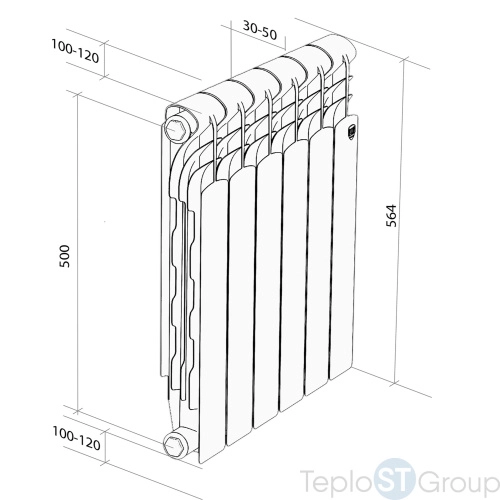 Радиатор Royal Thermo Revolution Bimetall 500 2.0 – 4 секц. - купить оптом у дилера TeploSTGroup по всей России ✅ ☎ 8 (800) 600-96-13 фото 3