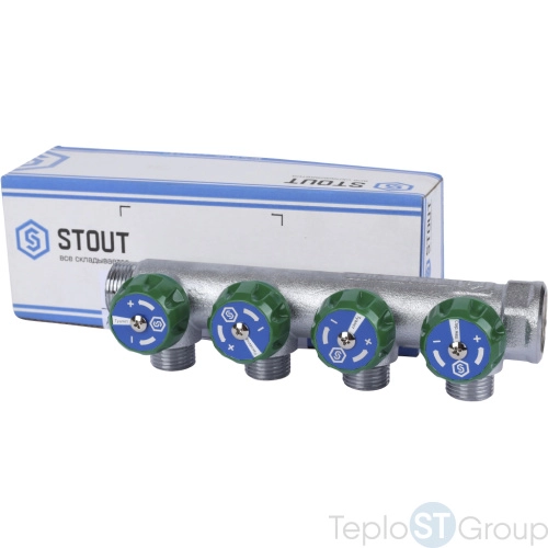 Stout SMB-6850-341204 коллектор регулирующий 3/4 , 4 отвода 1/2 - купить с доставкой по России фото 3