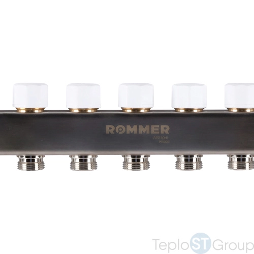 Rommer RMS-1201-000012 Rommer Коллектор из нержавеющей стали с расходомерами, с клапаном вып. воздуха и сливом 12 вых. - купить оптом у дилера TeploSTGroup по всей России ✅ ☎ 8 (800) 600-96-13 фото 7