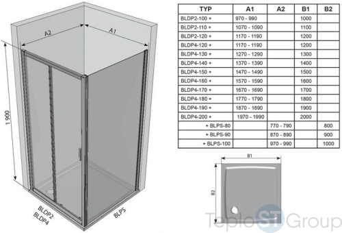 Душевая дверь Ravak Blix 110x190 0PVD0U00Z1 - купить оптом у дилера TeploSTGroup по всей России ✅ ☎ 8 (800) 600-96-13 фото 2