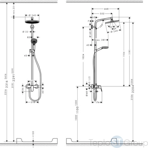 Душевая стойка Hansgrohe Crometta S 240 1jet Showerpipe EcoSmart 27269000 с однорычажным смесителем - купить оптом у дилера TeploSTGroup по всей России ✅ ☎ 8 (800) 600-96-13 фото 4