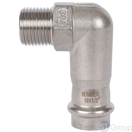 Rommer RSS-0010-001812 Rommer Угольник-переходник-НР, 18х1/2, из нержавеющей стали прессовой - купить оптом с доставкой по России фото 5