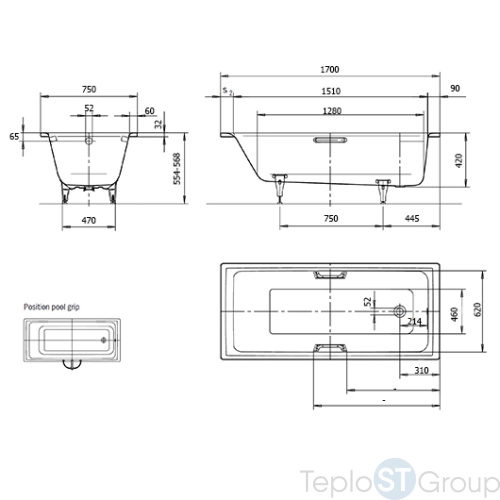 Стальная ванна Kaldewei Puro 170x75 easy-clean mod. 652 256200013001 - купить оптом у дилера TeploSTGroup по всей России ✅ ☎ 8 (800) 600-96-13 фото 3