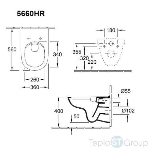 Подвесной унитаз Villeroy & Boch O.Novo с микролифтом, безободковый 5660HR01 - купить с доставкой по России фото 3