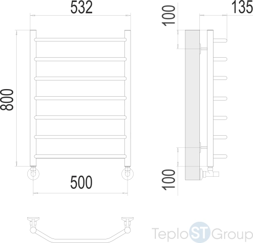 Terminus Виктория П8 500х800 Полотенцесушитель - купить с доставкой по России фото 3