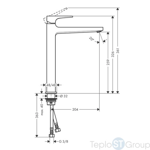 Смеситель для раковины Hansgrohe Metropol 260 шлифованный, черный хром (32512340) - купить с доставкой по России фото 3