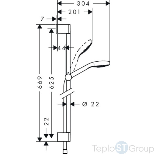 Душевой гарнитур Hansgrohe Croma Select S Multi 26560400 со штангой 65 см, белый/хром - купить с доставкой по России фото 5