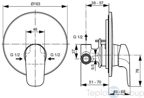 Смеситель для душа Ideal Standard Ceraflex A6757AA - купить с доставкой по России фото 2