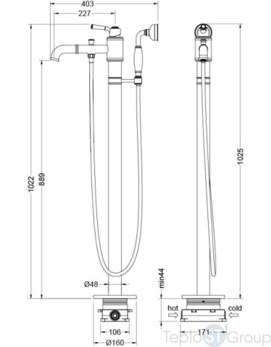 Смеситель для ванны Aquatek Классик AQ1545PG - купить с доставкой по России фото 3