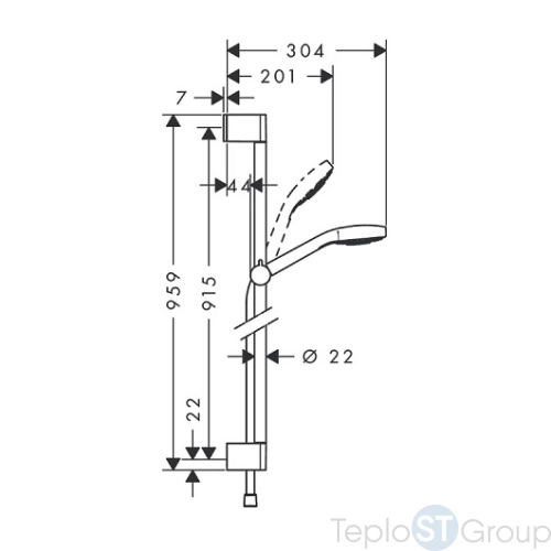 Душевой набор Hansgrohe Croma Select E 26594400, 1jet со штангой 90 см, белый/хром - купить с доставкой по России фото 5