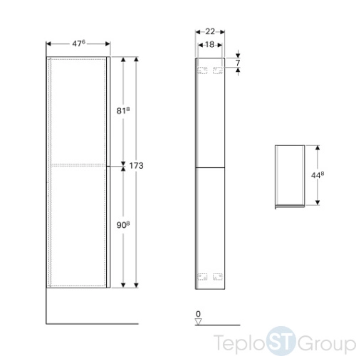 Шкаф-пенал для ванной Geberit Acanto 22x173 500.638.JK.2 лавовый матовый - купить с доставкой по России фото 3