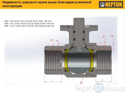 Neptun PROFI 220В 3/4 - шаровой кран с электроприводом - купить оптом у дилера TeploSTGroup по всей России ✅ ☎ 8 (800) 600-96-13 фото 4