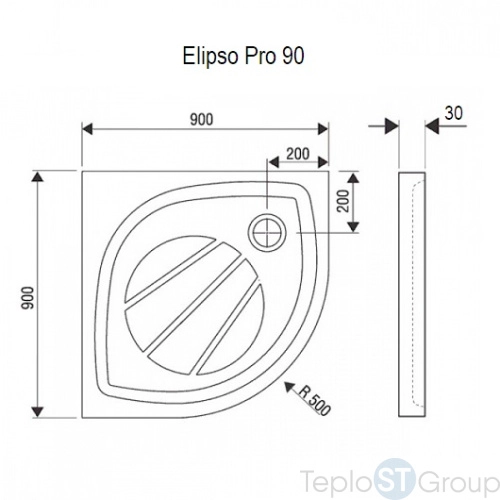 Душевой поддон Ravak Elipso Pro 90x90 XA237701010 - купить оптом с доставкой по России фото 3
