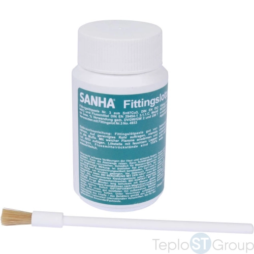 Sanha 4943 флюс для мягкой пайки, с доб.припоя Нр.3, 250 г, для медных труб под пайку - купить с доставкой по России фото 2