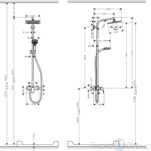 Душевая стойка Hansgrohe Crometta E 240 1jet Showerpipe 27284000 хром - купить с доставкой по России фото 4