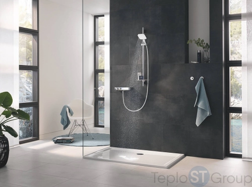 Душевой гарнитур GROHE Rainshower SmartActive 130 Cube 26587LS0 3 вида струй, белая луна - купить оптом у дилера TeploSTGroup по всей России ✅ ☎ 8 (800) 600-96-13 фото 4