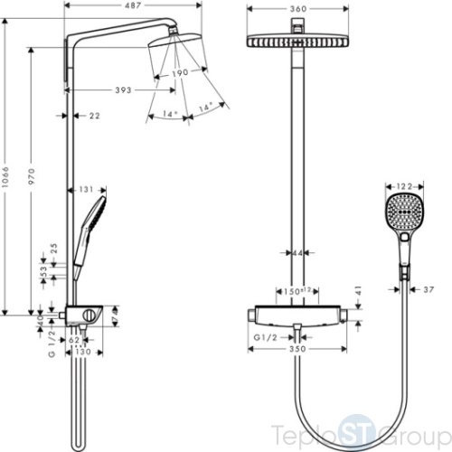 Душевая система Hansgrohe Raindance Select E 360 Showerpipe 27112000 хром - купить с доставкой по России фото 4