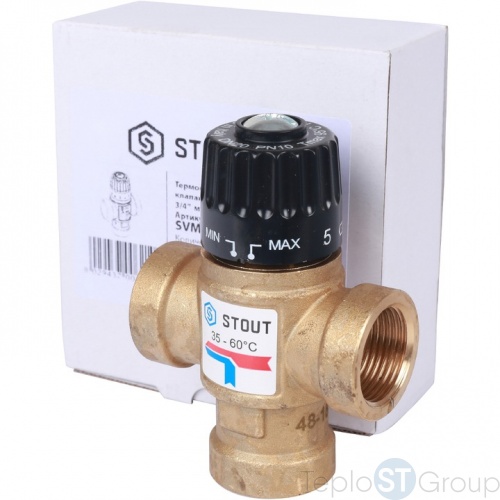 Термостатический смесительный клапан для систем отопления и ГВС 3/4"  ВР 35-60°С KV 1,6 - STOUT фото 7