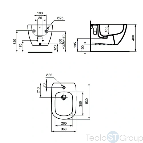 Биде подвесное Ideal Standard Tesi T457001 белый - купить с доставкой по России фото 3