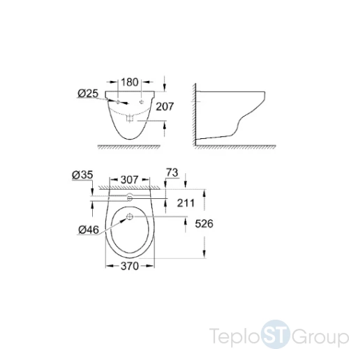 Биде подвесное Grohe Bau Ceramic 39433000 - купить оптом у дилера TeploSTGroup по всей России ✅ ☎ 8 (800) 600-96-13 фото 3