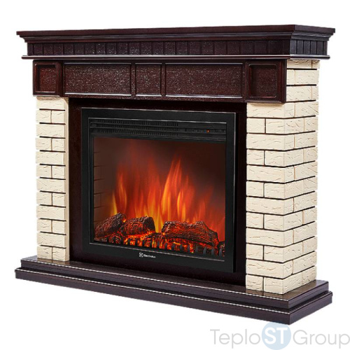 Портал Firelight Bricks 25 камень бежевый, шпон темный дуб - купить оптом с доставкой по России фото 6